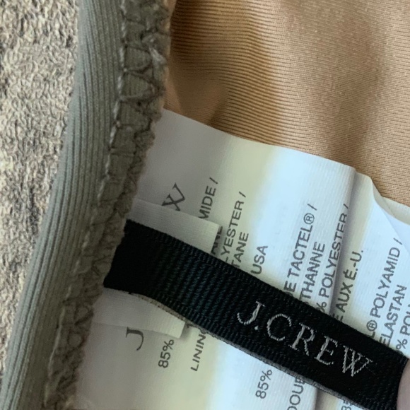 J Crew Putty Grey Deep V Neck Waist Tie Halter One Piece Tank Swimsuit SZ 8 - Picture 5 of 6
